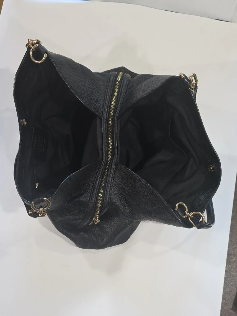 Coach Black Pebbled Leather Hobo Shoulder Bag with Gold Hardware